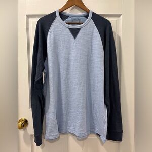 Faherty Men’s Sun-washed Long Sleeve Slub Organic Cotton Size XL Lt Blue/Navy